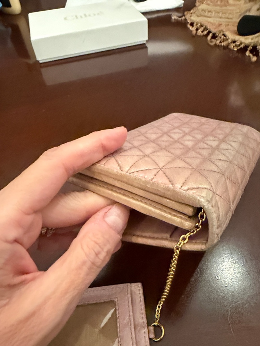 Prada Quilted Blush Pink Wallet with ID Holder worn! - Picture 11 of 14